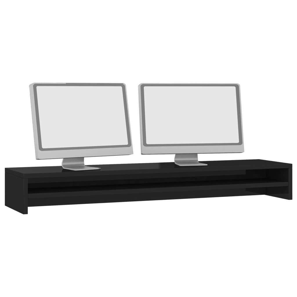 vidaXL Support de moniteur Noir brillant 100 x 24 x 13 cm Aggloméré