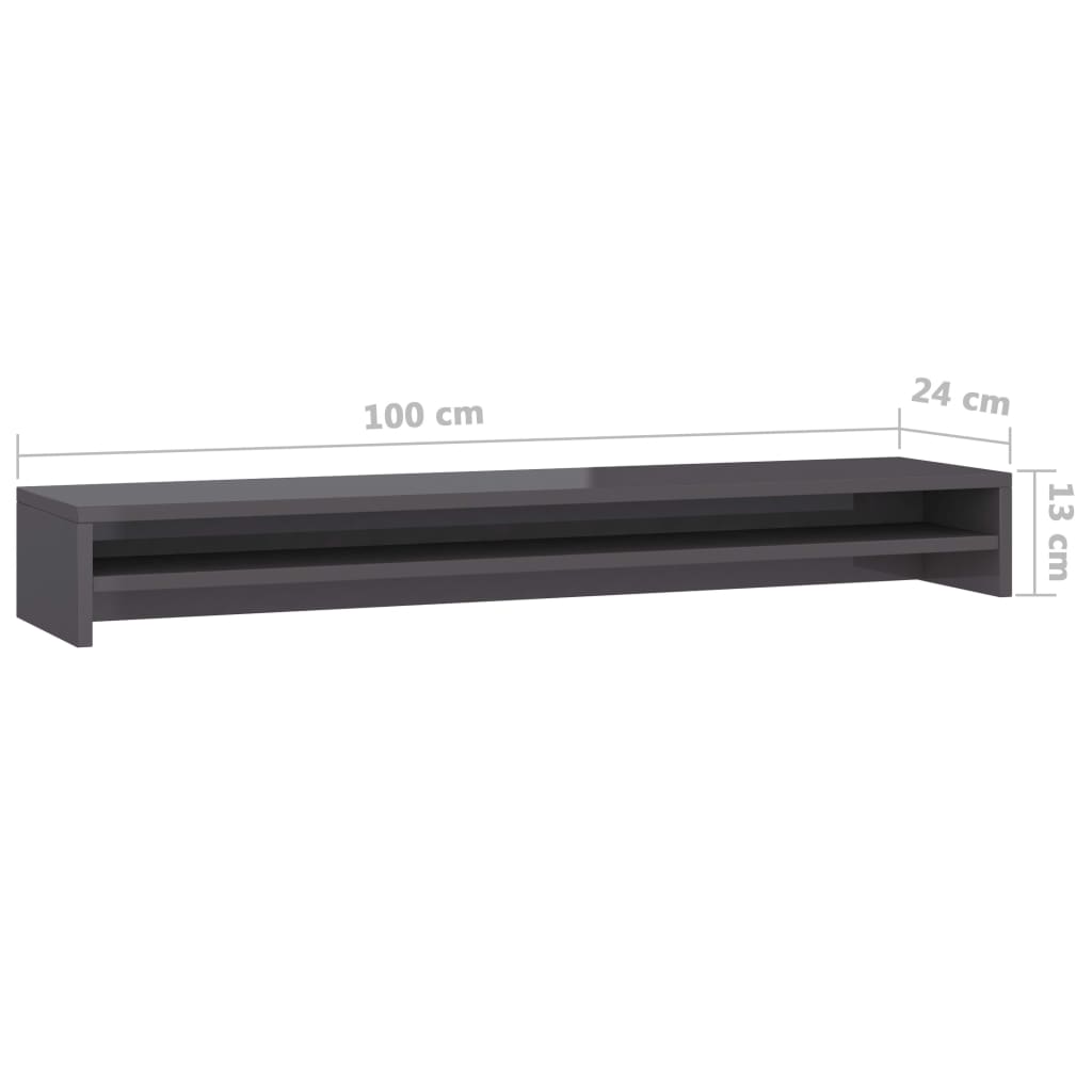 Monitor Stand High Gloss Grey 100x24x13 Cm Engineered Wood VidaXL 15 width=274