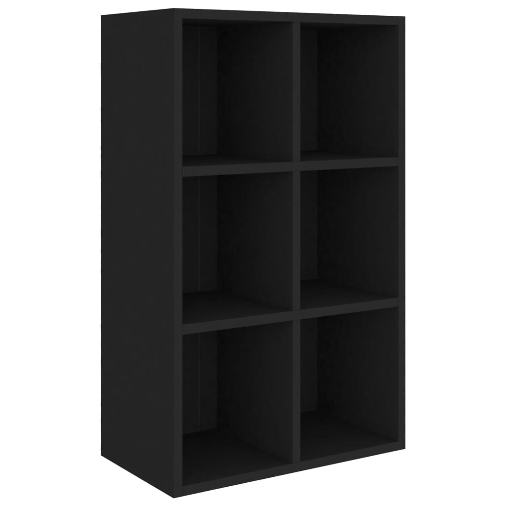  Knižnica/komoda, čierna 66x30x97,8 cm, drevotrieska