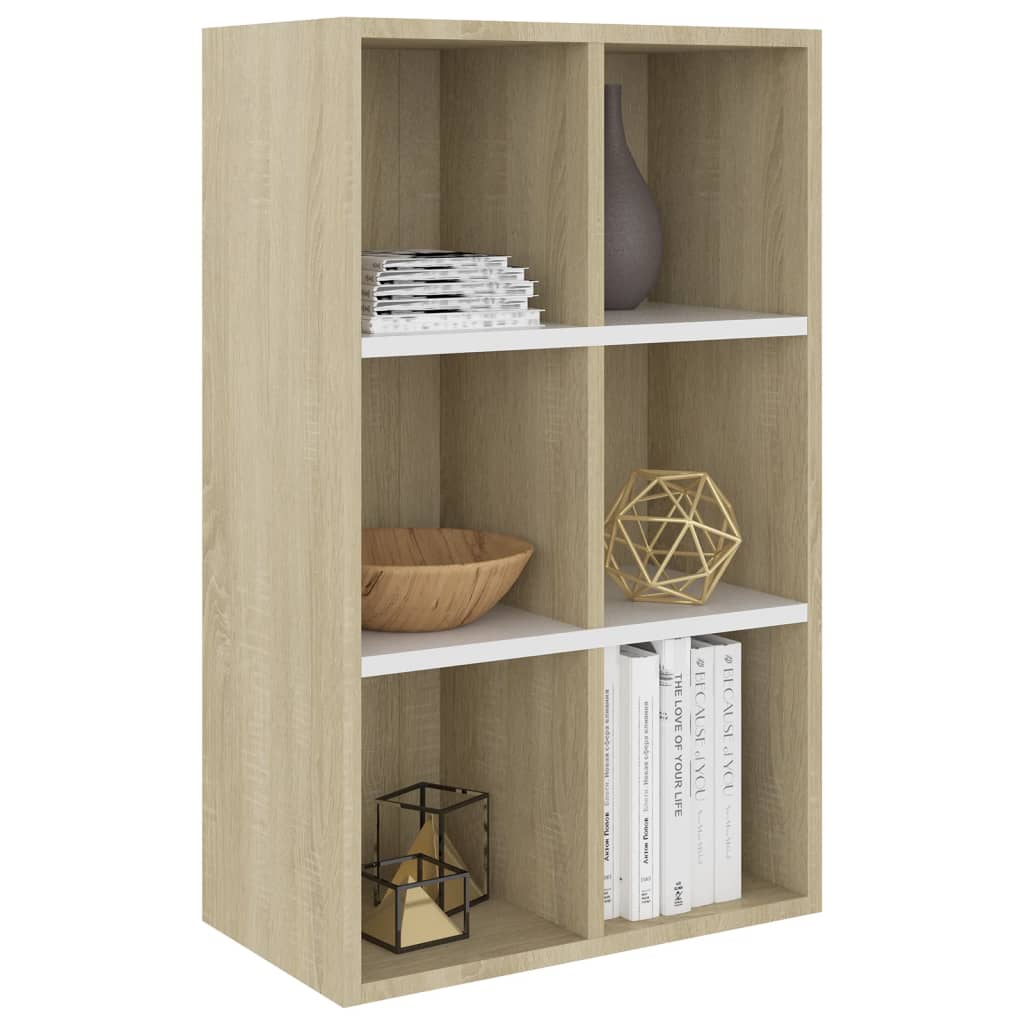 

vidaXL Boekenkast/dressoir 66x30x97,8 cm bewerkt hout wit sonoma eiken