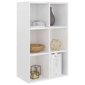 Knihovna/příborník bílá lesklá 66x30x98 cm kompozitní dřevo - obrázek 3