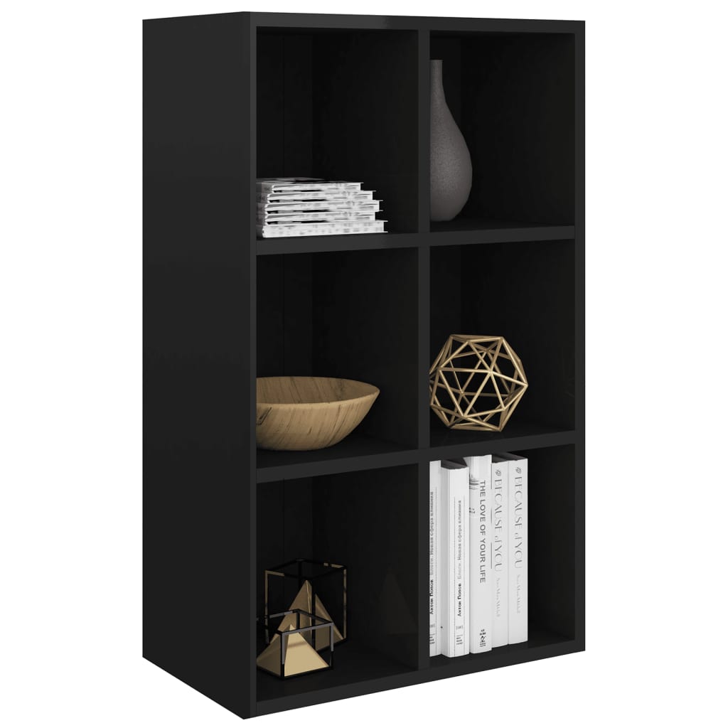 vidaXL Book Cabinet/Sideboard High Gloss Black 66x30x97.8 cm Engineered Wood