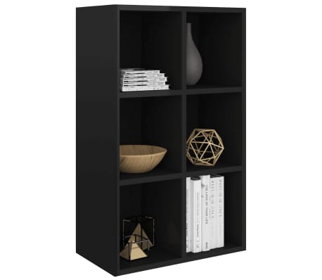 vidaXL Book Cabinet/Sideboard High Gloss Black 66x30x97.8 cm Engineered Wood