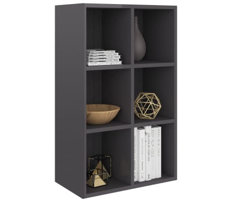 vidaXL Book Cabinet/Sideboard High Gloss Grey 66x30x97.8 cm Engineered Wood
