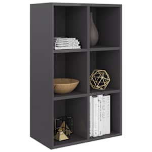 vidaXL Regał na książki/szafka, wysoki połysk, szary, 66x30x98 cm