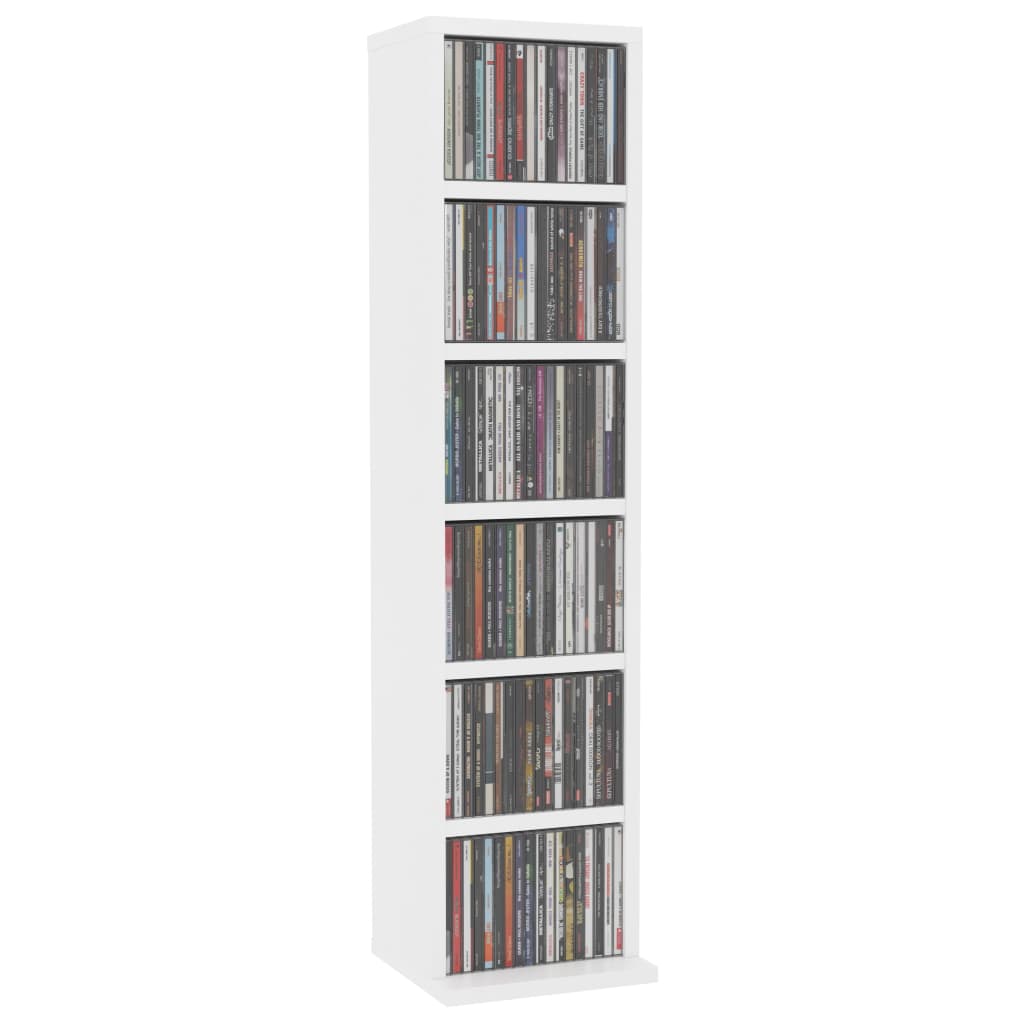Fehér szerelt fa CD-szekrény 21 x 20 x 88 cm 