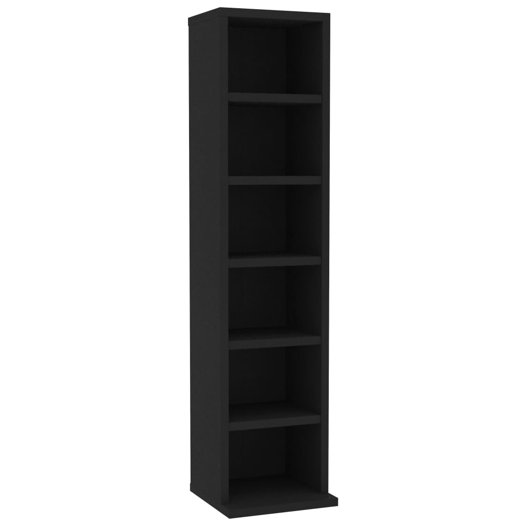 Image of vidaXL CD Cabinet Black 21x20x88 cm Engineered Wood