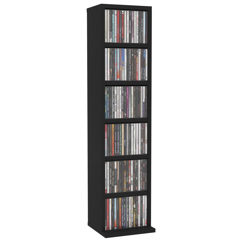 Fekete szerelt fa CD-szekrény 21 x 20 x 88 cm 