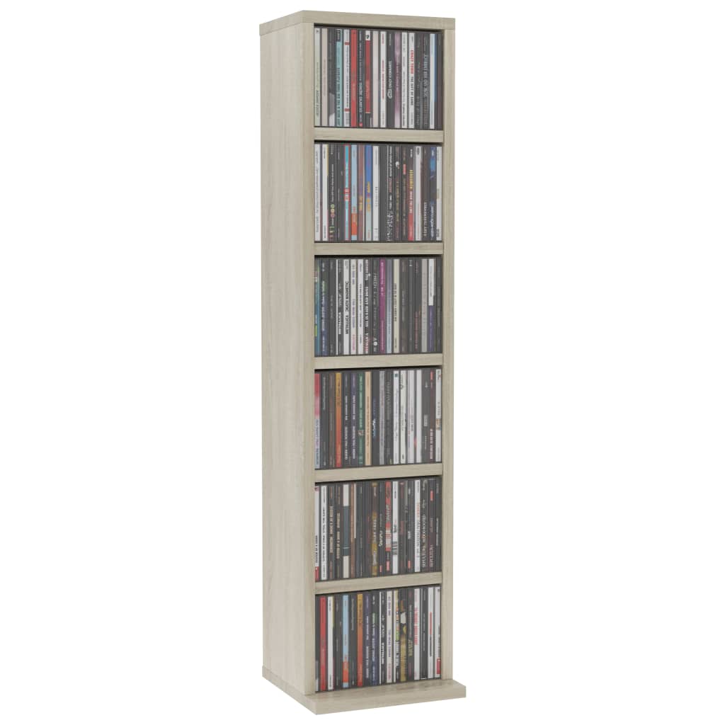 sonoma-tölgy színű szerelt fa CD-szekrény 21 x 20 x 88 cm
