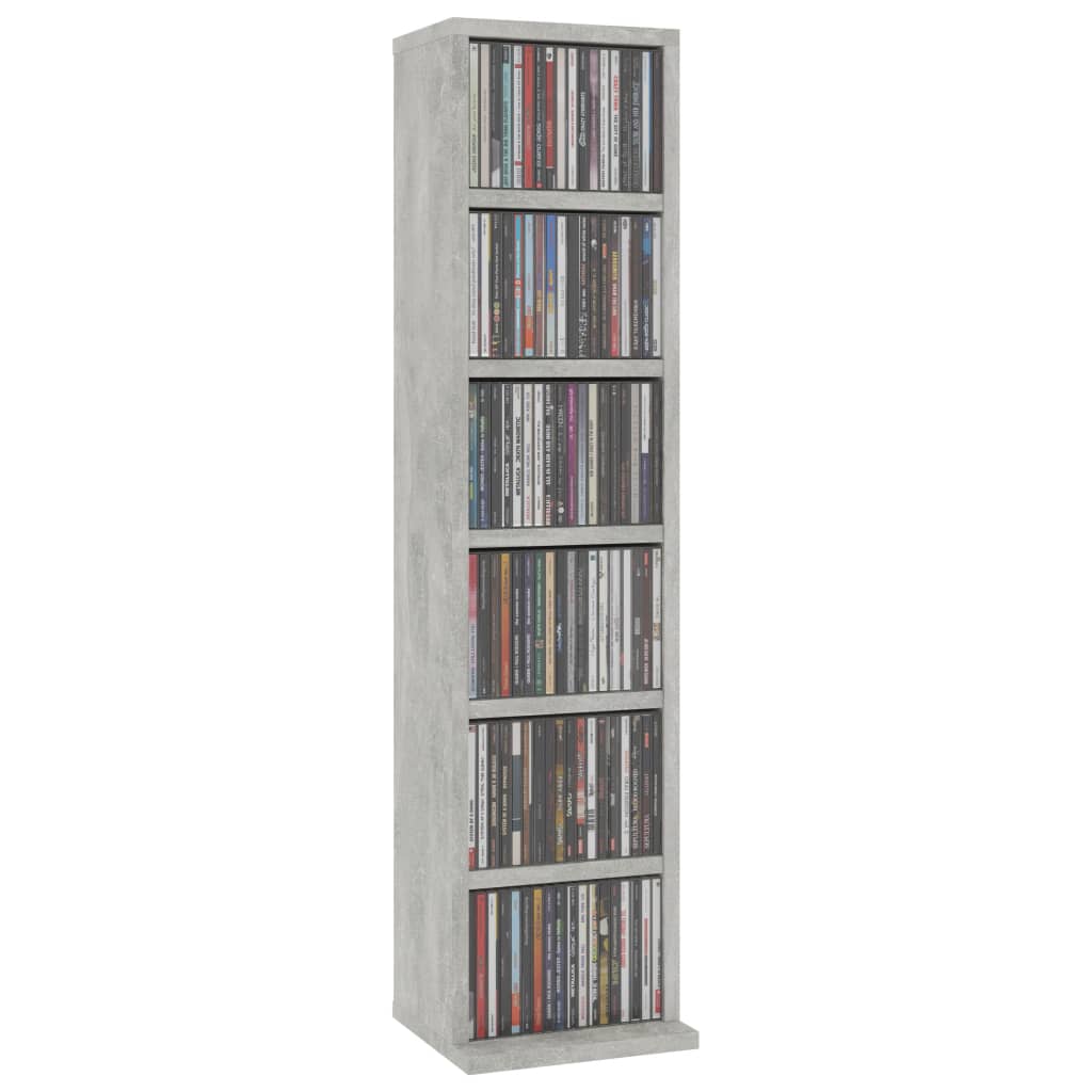 Betonszürke szerelt fa CD-szekrény 21 x 20 x 88 cm 