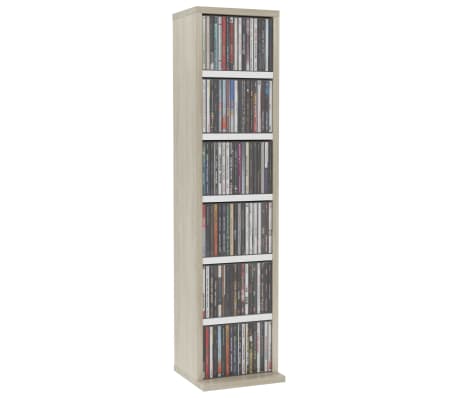 vidaXL Έπιπλο για CD Λευκό/Sonoma Δρυς 21x20x88 εκ. Επεξεργασμένο Ξύλο