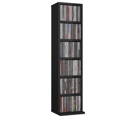 vidaXL CD Cabinet High Gloss Black 21x20x88 cm Engineered Wood