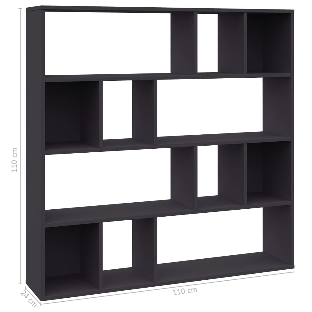 

vidaXL Room Divider/Book Cabinet Gray 43.3"x9.4"x43.3" Engineered Wood