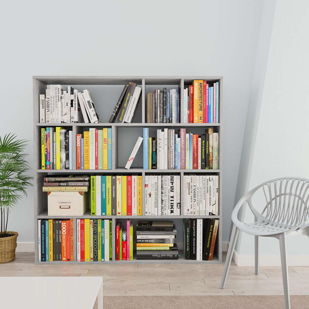 

vidaXL Kamerscherm/boekenkast 110x24x110 cm spaanplaat betongrijs