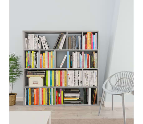 vidaXL Kamerscherm/boekenkast 110x24x110 cm spaanplaat betongrijs