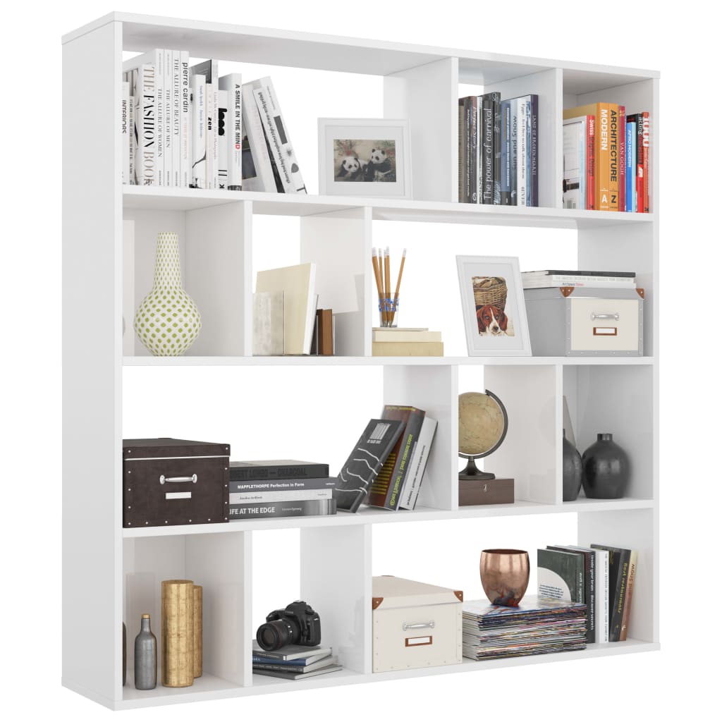 

vidaXL Kamerscherm/boekenkast 110x24x110 cm spaanplaat hoogglans wit