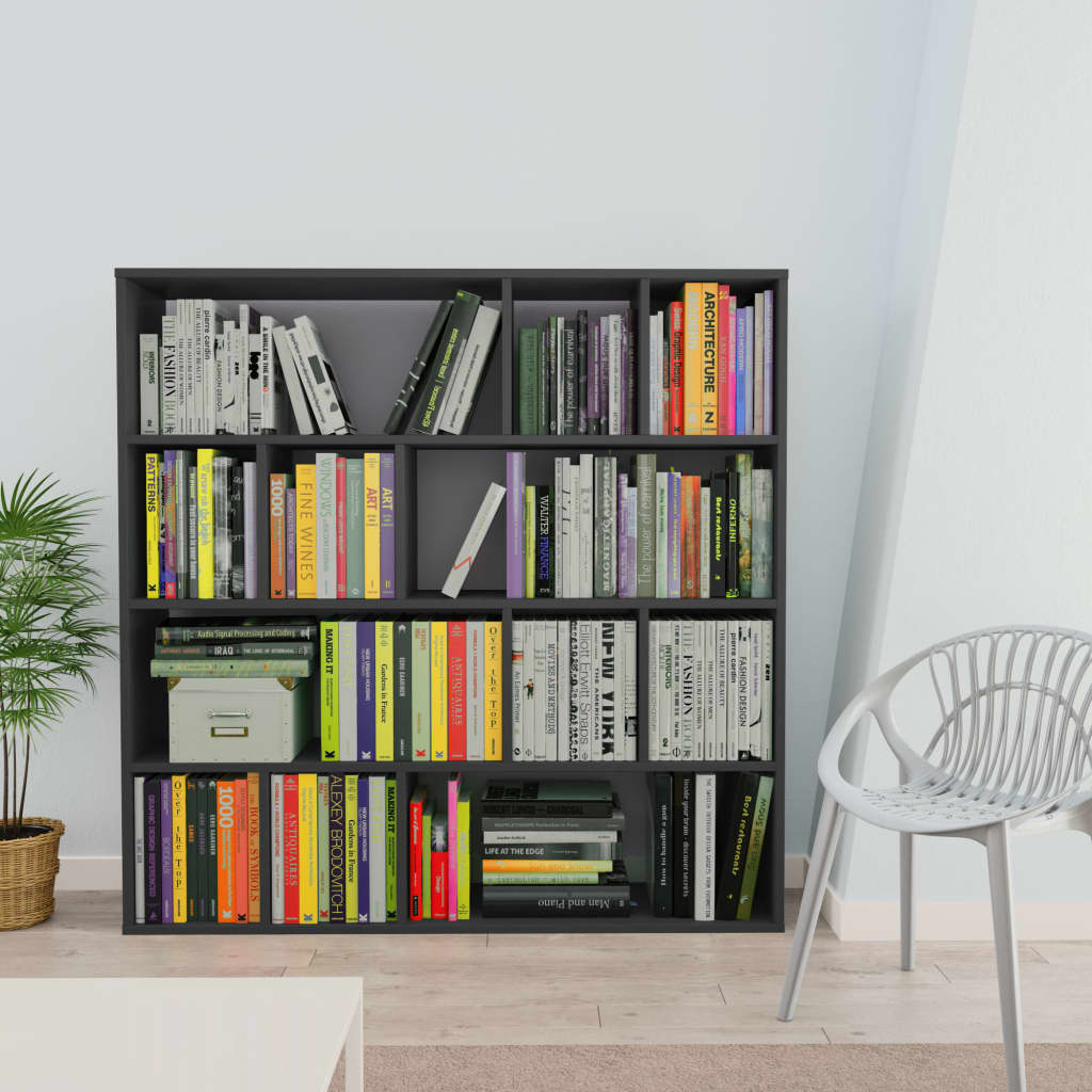

vidaXL Kamerscherm/boekenkast 110x24x110 cm spaanplaat hoogglans zwart
