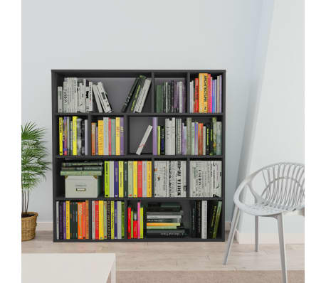 vidaXL Διαχωριστικό/Βιβλιοθήκη Γυαλ. Μαύρο 110x24x110 εκ. Μοριοσανίδα