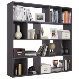 vidaXL Room Divider/Book Cabinet High Gloss Grey 110x24x110 cm Engineered Wood