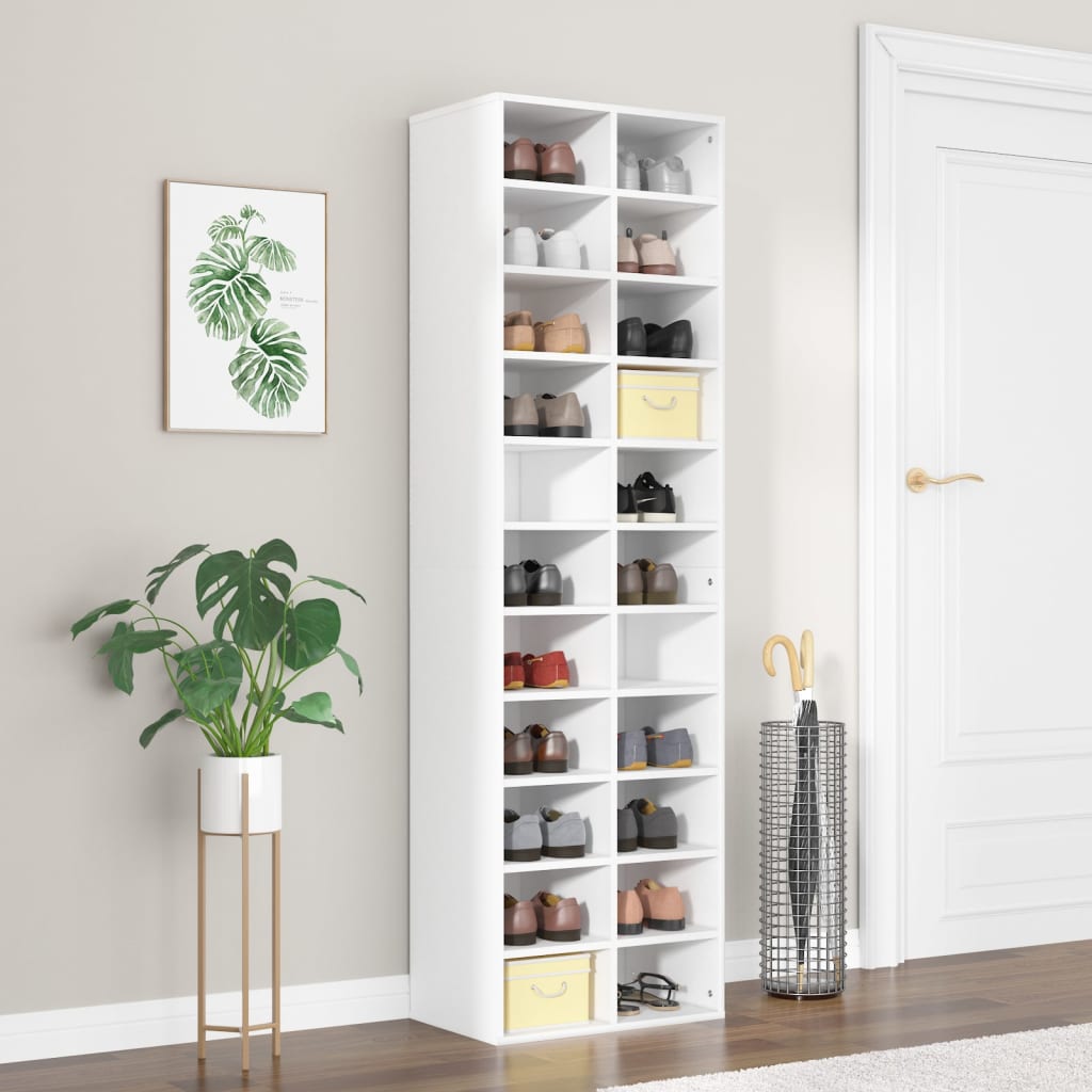 vidaXL Szafka na buty, bia�a, 54x34x183 cm, materia� drewnopochodny