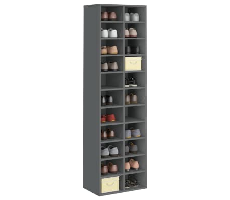 vidaXL Shoe Cabinet Grey 54x34x183 cm Engineered Wood