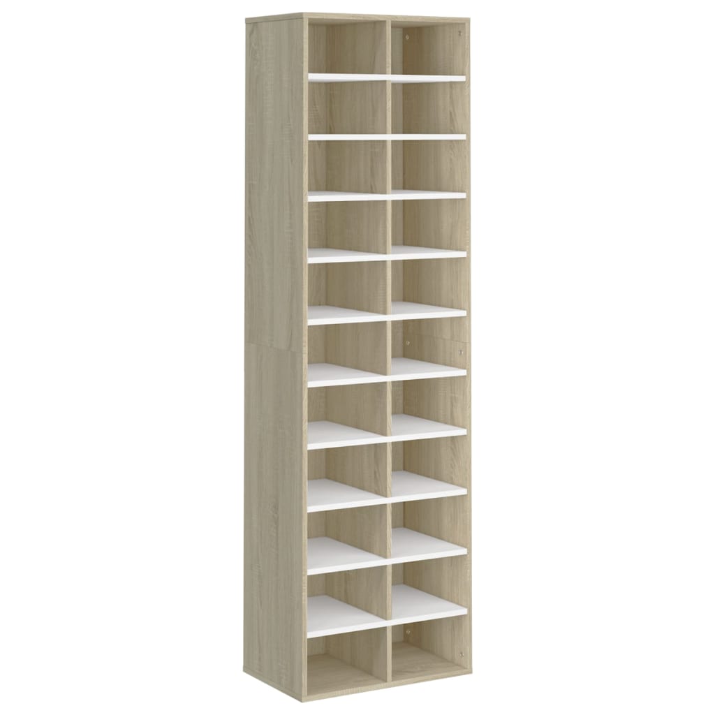 

vidaXL Shoe Cabinet White and Sonoma Oak 21.3"x13.4"x72" Engineered Wood