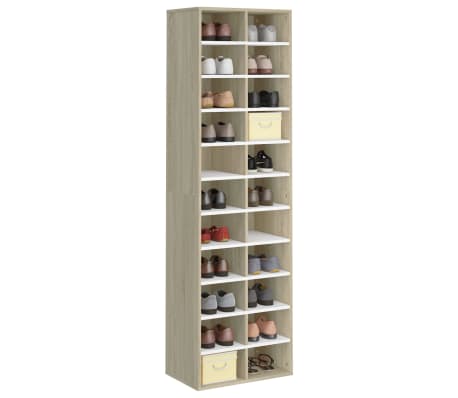 vidaXL Armoire à chaussures blanc et chêne sonoma bois d'ingénierie