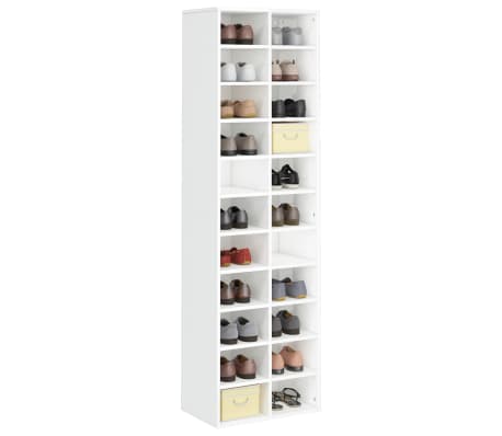 vidaXL Armoire &agrave; chaussures blanc brillant 54x34x183cm bois ing&eacute;nierie