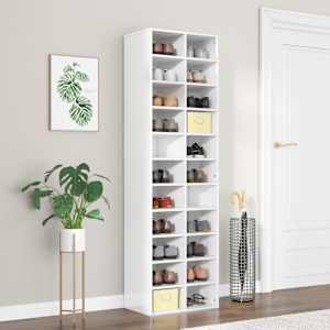 Botník bílý s vysokým leskem 54 x 34 x 183 cm kompozitní dřevo - obrázek 1