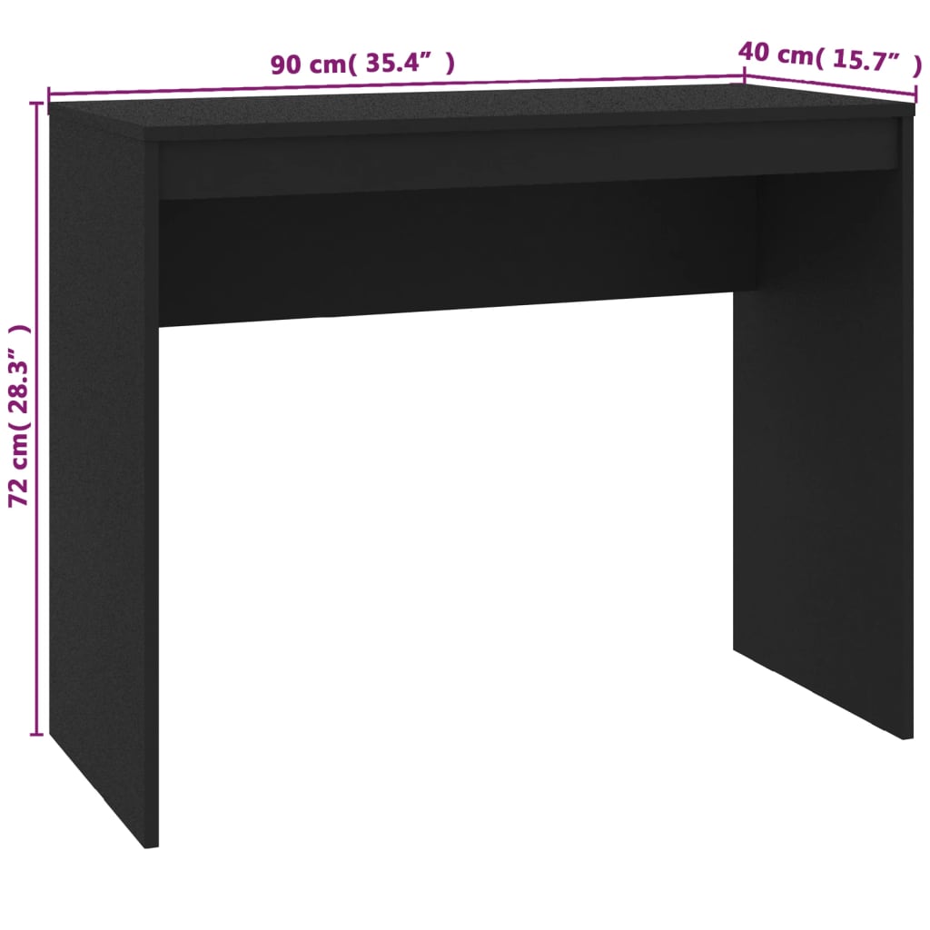 Fekete szerelt fa íróasztal 90 x 40 x 72 cm 