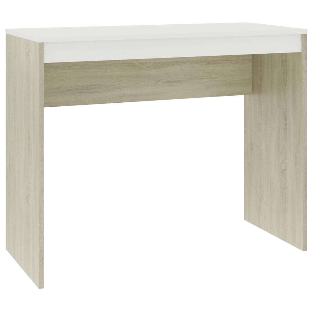 

vidaXL Desk White and Sonoma Oak 35.4"x15.7"x28.3" Engineered Wood
