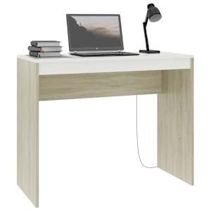 vidaXL ΓραφείοΛευκό/Sonoma Δρυς 90 x 40 x 72εκ. από Επεξεργασμένο Ξύλο