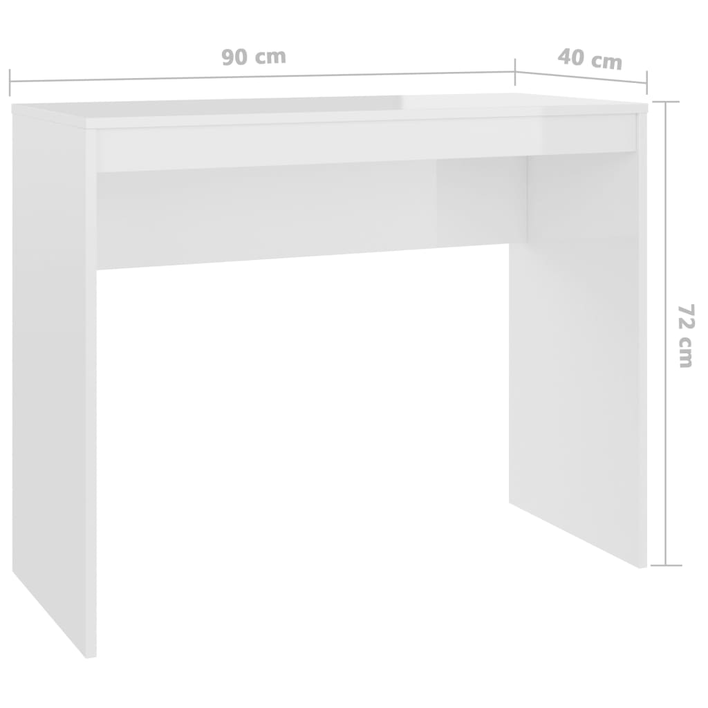 imagem de vidaXL Secretária 90x40x72 cm derivados de madeira branco brilhante7