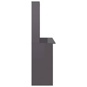 Psací stůl a police šedý vysoký lesk 110x45x157 cm dřevotříska - obrázek 5