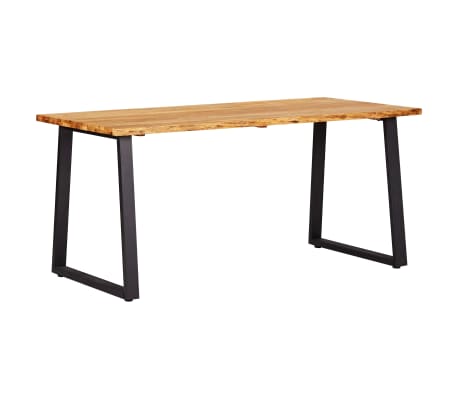 vidaXL Valgomojo stalas, natūralios sp., 160x80x75cm, ąžuolo med. mas.