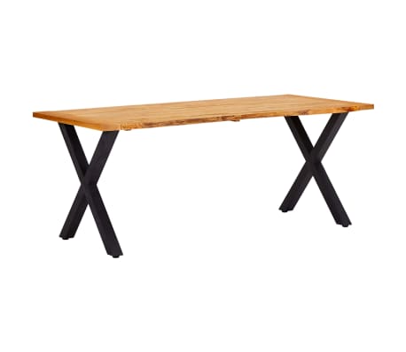 vidaXL Valgomojo stalas, natūralios, 180x90x75cm, ąžuolo masyvas