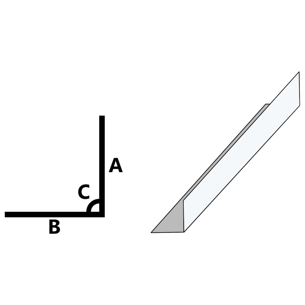 vidaXL L-shape 90° Angle Sheets 5 pcs Aluminium White 170cm 60x40 mm