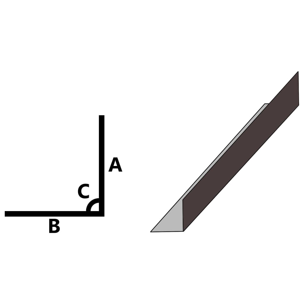 vidaXL Perfis em L 90º 5 pcs alumínio 170 cm 100x50 mm castanho