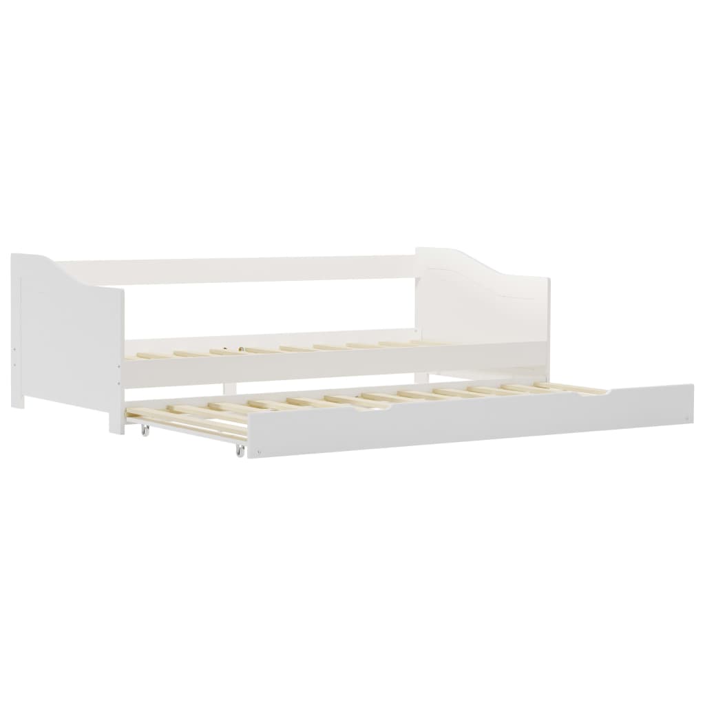 vidaXL Bedbankframe uittrekbaar grenenhout wit 90x200 cm