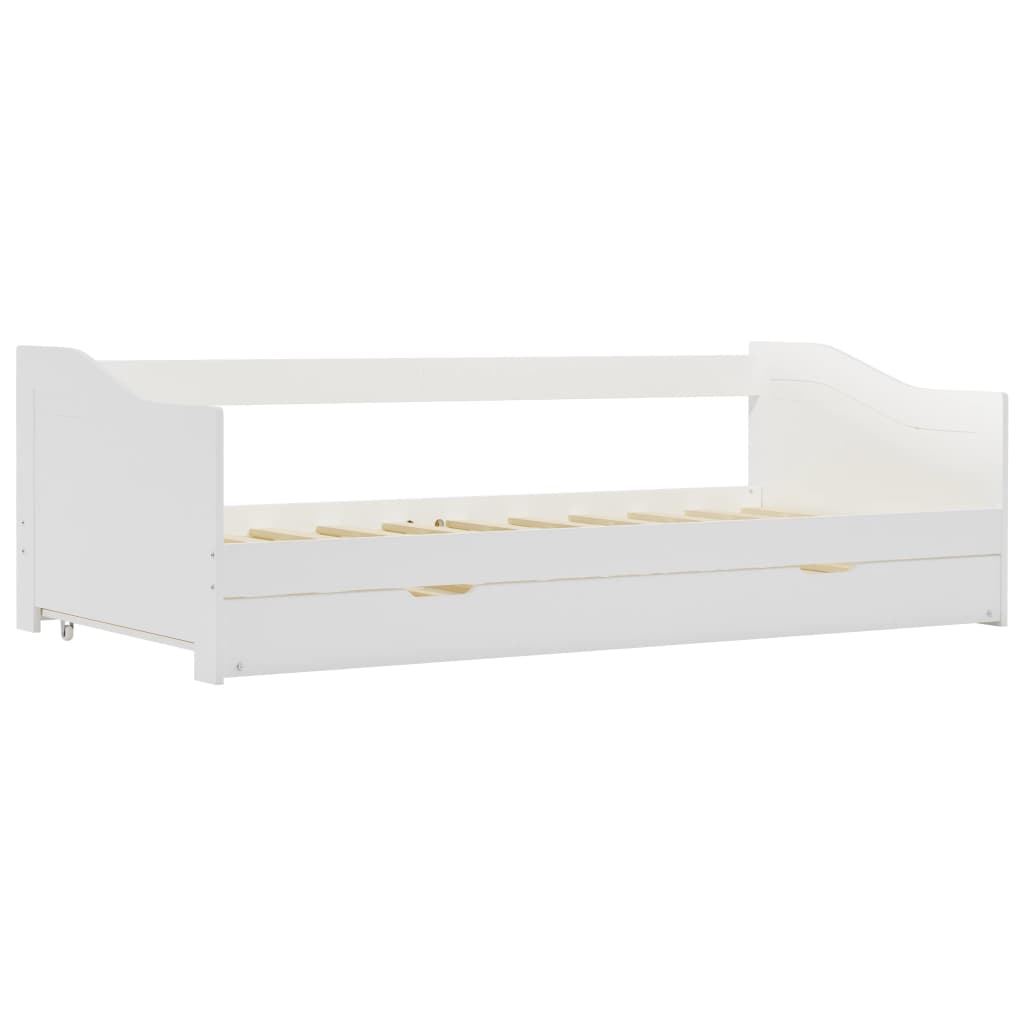 vidaXL Bedbank uittrekbaar grenenhout wit 90x200 cm afbeelding