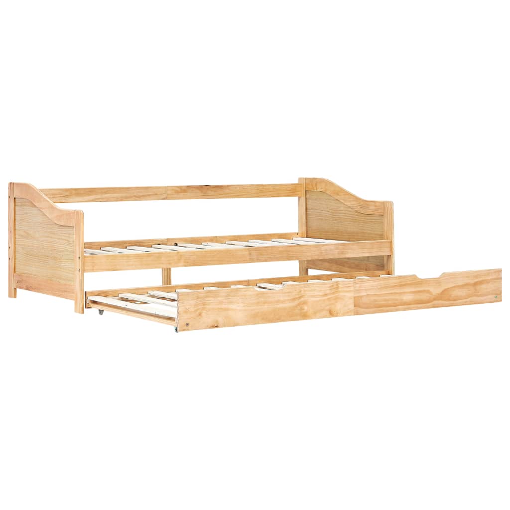 vidaXL Bedbankframe uittrekbaar grenenhout 90x200 cm