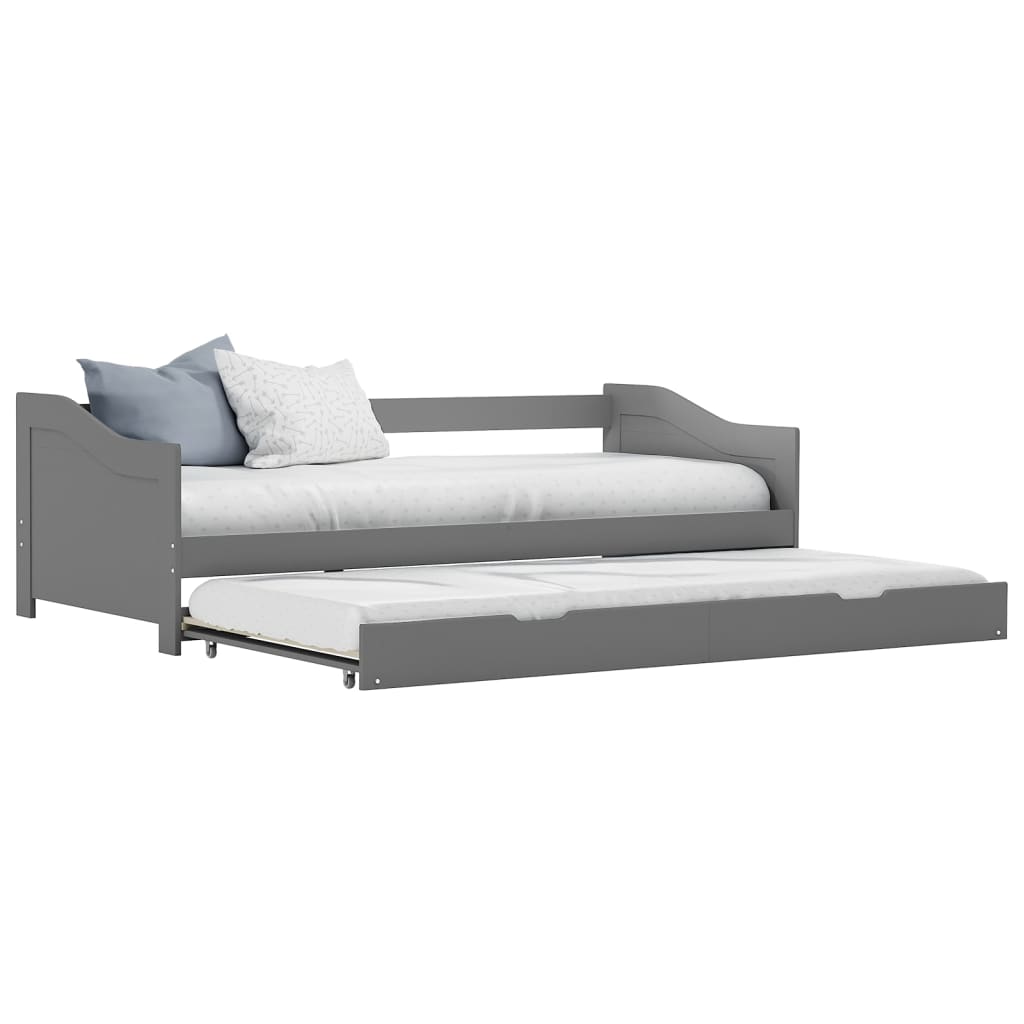 vidaXL Rám vysouvací postele/pohovky šedý borové dřevo 90 x 200 cm