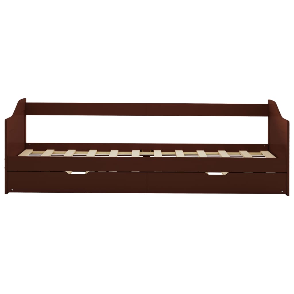vidaXL Bedbank uittrekbaar grenenhout donkerbruin 90x200 cm afbeelding
