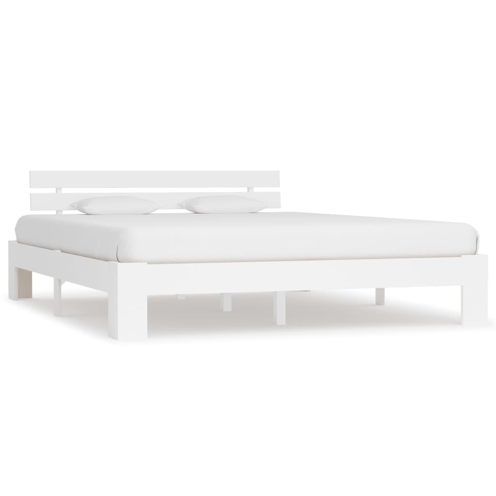 vidaXL Cadru de pat, alb, 160 x 200 cm, lemn masiv de pin vidaxl.ro