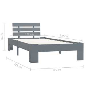 Rám postele šedý masivní borové dřevo 100 x 200 cm - obrázek 7