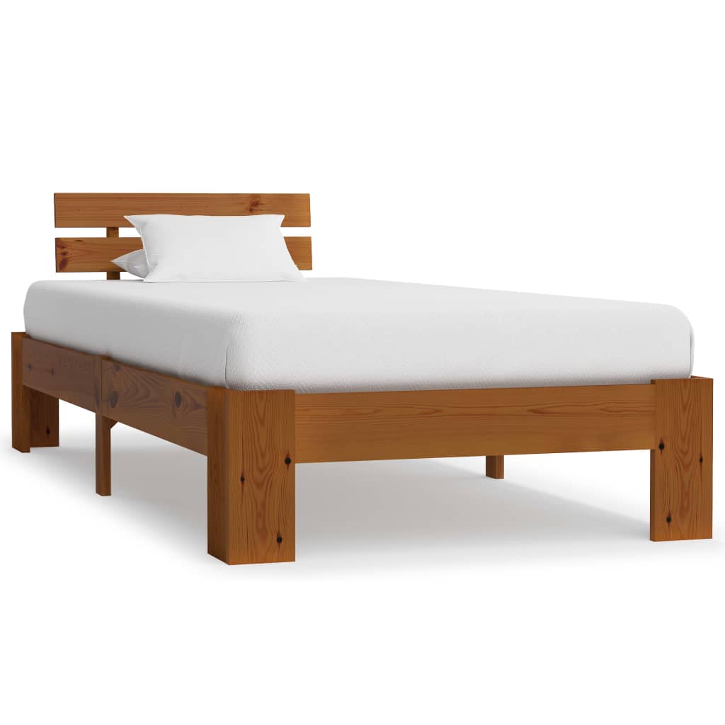 Рамка за легло, меденокафява, бор масив, 90x200 см