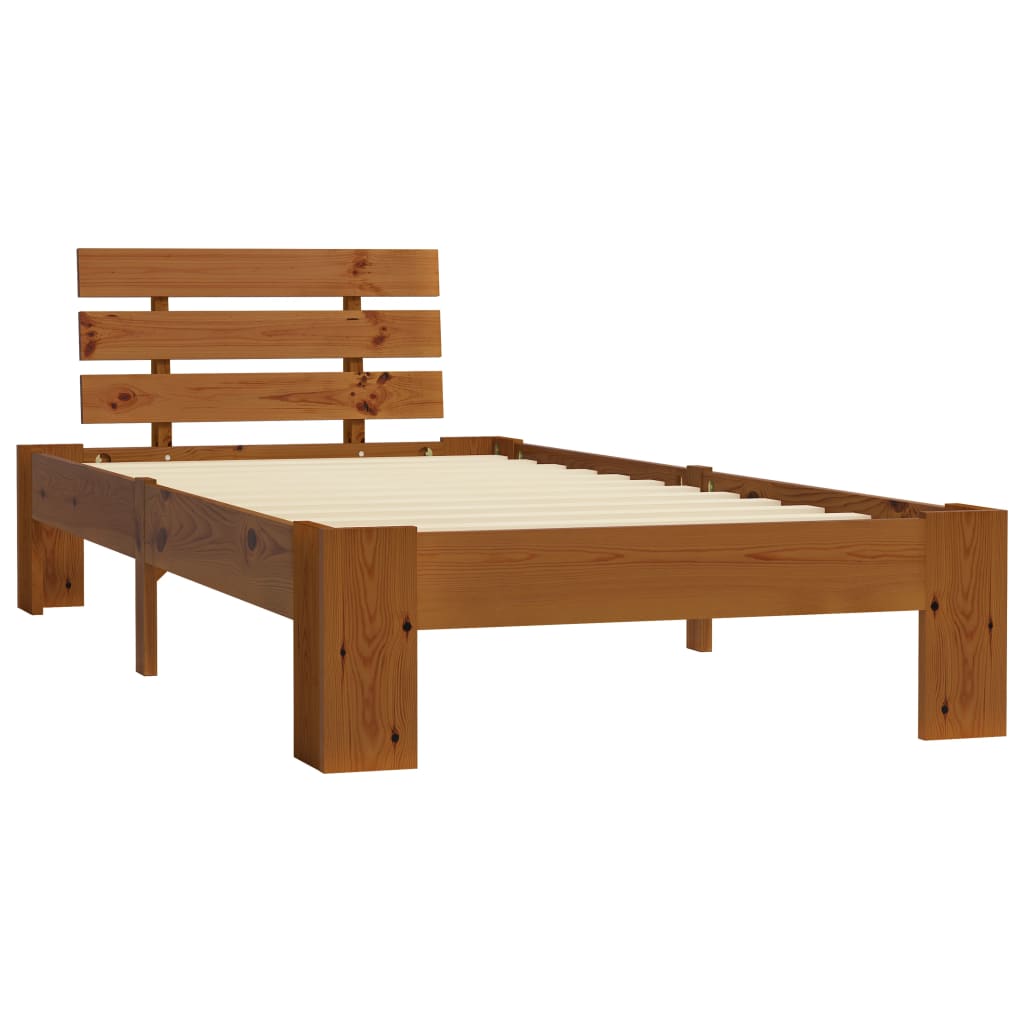 vidaXL Bedframe massief grenenhout honingbruin 90x200 cm afbeelding