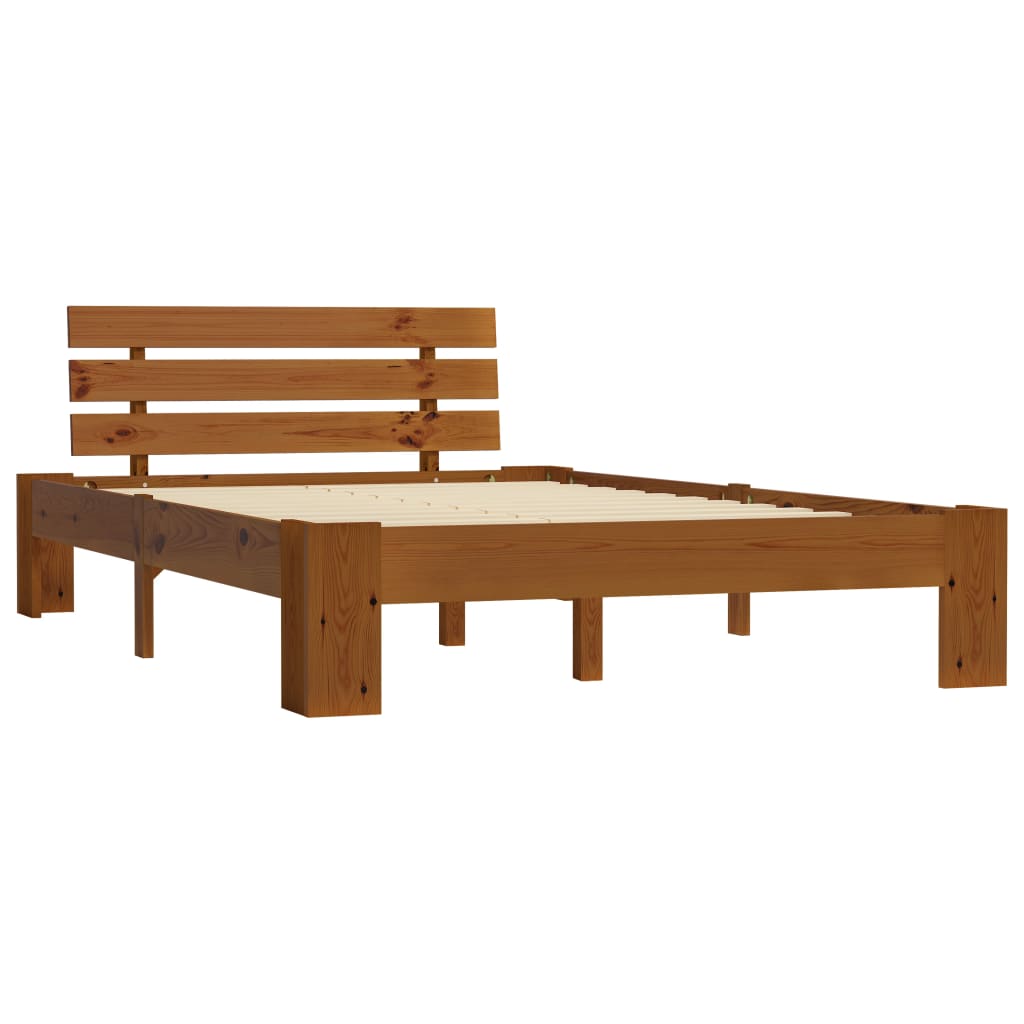vidaXL Bedframe met hoofdbord grenenhout honingbruin 140x200 cm afbeelding