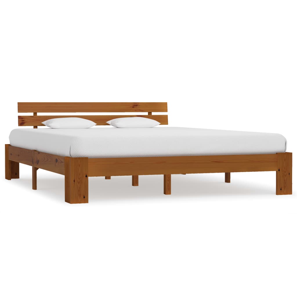 vidaXL Cadru de pat cu tăblie, maro miere, 160x200 cm, lemn masiv pin