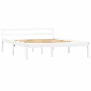 vidaXL Sengeramme hvit heltre furu 140x200 cm